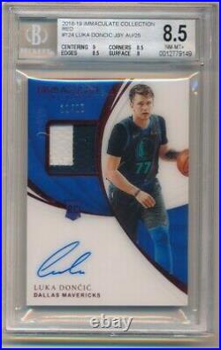 Luka Doncic 2018/19 Immaculate Collection Rc Red Auto Patch Sp #11/25 Bgs 8.5 10