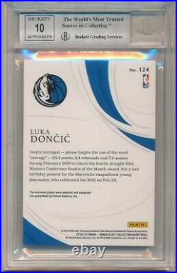 Luka Doncic 2018/19 Immaculate Collection Rc Red Auto Patch Sp #11/25 Bgs 8.5 10