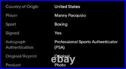 Manny Pacquiáo Autographed Original 8x10 Boxing Photo PSA/DNA Authenticated