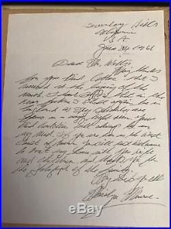 Marilyn Monroe Hand Signed Autograph Letter Very Very Rare Hollywood Legend