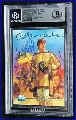 Mark Hamill & Phil Brown Topps STAR WARS Signed Autographed Card BAS BECKETT BGS