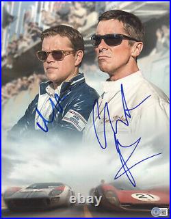 Matt Damon Christian Bale Ford V Ferrari Autograph Signed 11x14 Beckett Bas