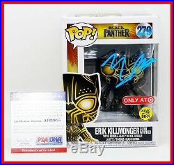Michael B Jordan Erik Killmonger Autographed Glow Black Panther Funko POP PSA