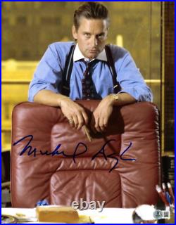Michael Douglas Signed Autograph Wall Street 11X14 Photo BAS Beckett