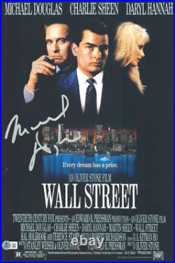 Michael Douglas Signed Autograph Wall Street 12x18 Photo Beckett BAS