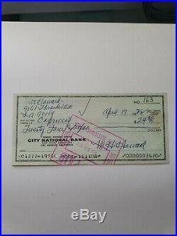 Moe Howard personal Autographed Check The 3 Three Stooges signed