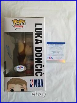 NBA LUKA DONCIC SIGNED FUNKO POP FIGURE with PSA COA AUTOGRAPHED DALLAS MAVERICKS
