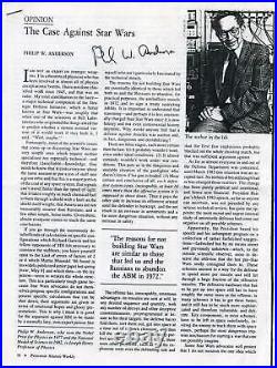 NOBEL PRIZE PHYSICIST Philip W. Anderson autograph, scientific article signed