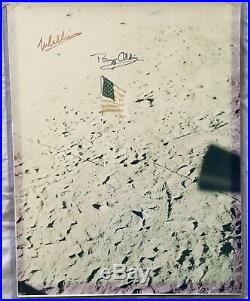 Neil Armstrong Michael Collins Buzz Aldrin signed Apollo 11 11x14 moon photo JSA