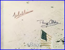 Neil Armstrong Michael Collins Buzz Aldrin signed Apollo 11 11x14 moon photo JSA