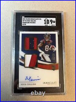 Nico Collins 2021 Immaculate Collection Signature Patches (2) 92/99 SGC 9 MINT