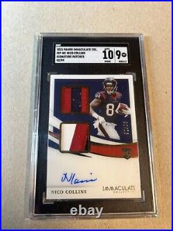 Nico Collins 2021 Immaculate Collection Signature Patches (2) 92/99 SGC 9 MINT