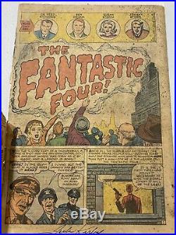 Original Marvel Fantastic Four 1 1961 FF Signed Autographed Jack Kirby
