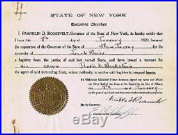 PRES. FRANKLIN D. ROOSEVELT, signed as NY Gov. Extradition document, 1929