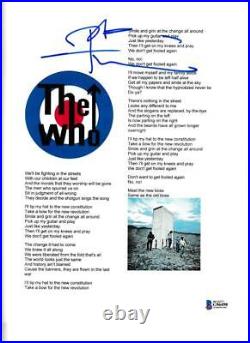 Pete Townshend Signed The Who Won't Get Fooled Again Lyric Sheet Autograph Bas