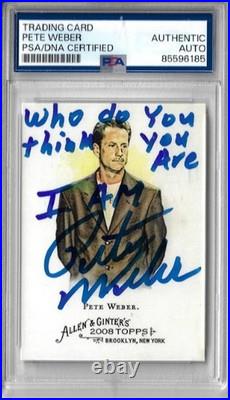 Pete Weber Autographed 2008 Allen and Ginter Inscribed Card PSA SLABBED