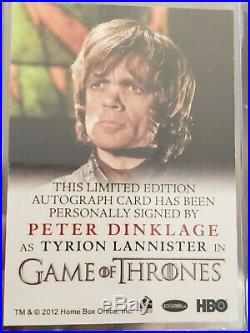 Peter Dinklage Season 4 signed card auto AUTOGRAPH Game of Thrones