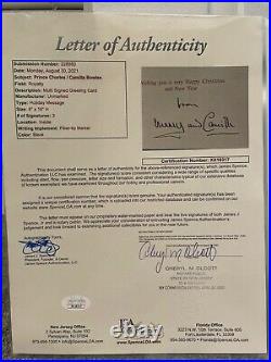 Prince Charles + Camilla Bowles signed JSA COA Card Queen Elizabeth King psa bas
