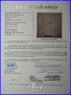 Rare Elvis Presley Jsa Certified Authentic Signed Las Vegas Portfolio Autograph