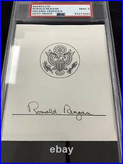 Ronald Reagan Signed Bookplate Autograph PSA/DNA President Auto MINT 9 Slab Nice