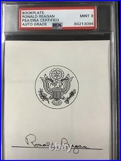 Ronald Reagan Signed Bookplate Autograph PSA/DNA President Auto MINT 9 Slab Nice
