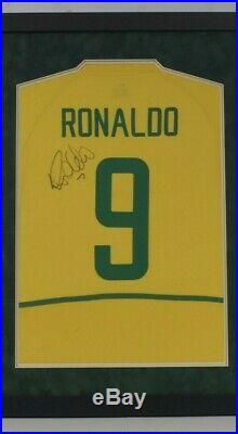 Ronaldo Signed & Framed Jersey Brazil LEGEND AFTAL COA (FTO)