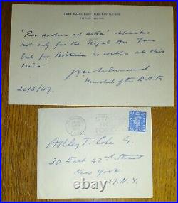 Royal Air Force Marshal John M. Salmond Signed Letter & 1918 Photo withKing George
