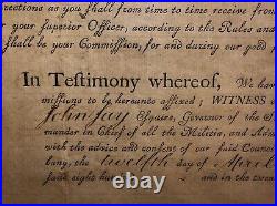 SIGNED 1st US CHIEF JUSTICE JOHN JAY AUTOGRAPH, 1800s NEW YORK MILITIA DOCUMENT
