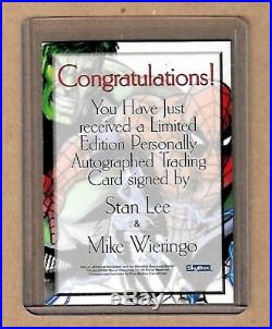 STAN LEE WIERINGO Autographed Sketchboard Very Rare Redemption Card 98 MCC Auto