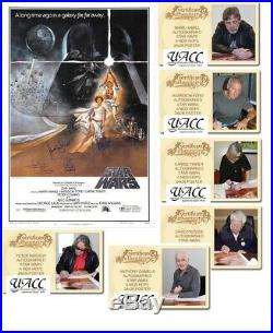 STAR WARS NEW HOPE cast signed poster HARRISON FORD Mark HAMILL Carrie FISHER x6