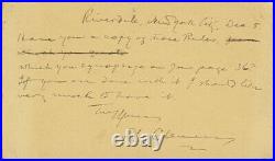 Samuel L. Mark Twain Clemens Autograph Note Signed 12/05/1902