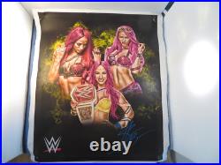Sasha Banks Signed Canvas 16x20 Bsc Coa Autograph Wwe Diva Sexy Tough Rare