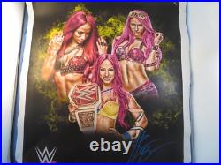 Sasha Banks Signed Canvas 16x20 Bsc Coa Autograph Wwe Diva Sexy Tough Rare