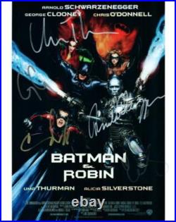 Schwarzenegger Clooney Thurman Silverstone +1 autographed signed 8x10 Pic + COA