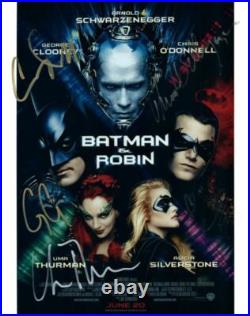 Schwarzenegger Clooney Thurman Silverstone +1 autographed signed 8x10 pic + COA