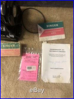 Singer Featherweight Sewing Machine 221 W / Case - 1957 Autographed Book