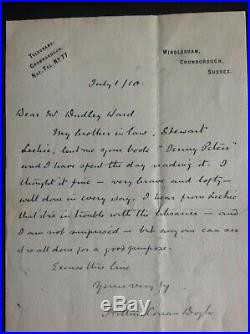 Sir Arthur Conan Doyle. Autograph. Signed handwritten letter. AFTAL DEALER