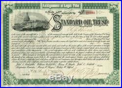 Standard Oil Trust Signed by H. M. Flagler and W. H. Tilford Stock Certificate