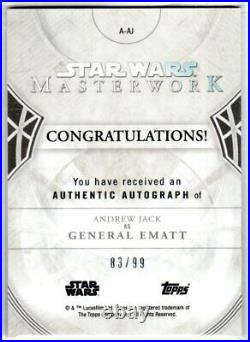Star Wars 2018 Topps Masterwork A-aj Andrew Jack Maj. Ematt Blue Autograph 83/99