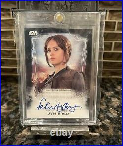 Star Wars Topps Rogue One Jyn Erso Felicity Jones On Card Auto Signed /50 Black