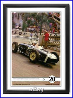 Stirling Moss SIGNED Lotus 18, Monaco 1961'Greatest F1 Drive' 35x50cm litho COA