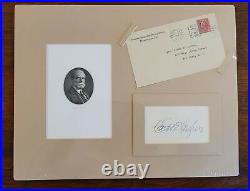 Supreme Court Autograph 1931 Charles E. Hughes + Envelope + Matted Signed