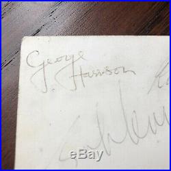 THE BEATLES JSA LOA Hand Signed Autograph Card John Lennon George Harrison
