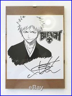 TITE KUBO Hand Signed ICHIGO KUROSAKI Drawing + Glass Frame BLEACH EX RARE