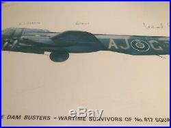 The Dam Busters Dambusters 617 Sqn RAF Print Guy Gibson Harris VC DFC Signed x17