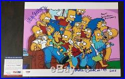 The Simpsons Matt Groening & Cast Signed 11x14 withHomer Drawing PSA/DNA
