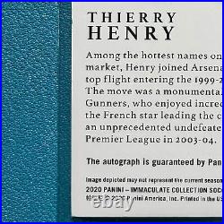 Thierry Henry Auto 53/99 Arsenal Panini Immaculate Collection Soccer 2020