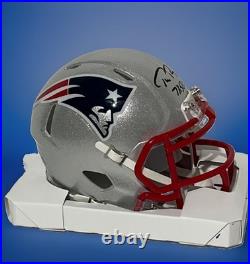 Tom Brady Signed Inscribed New England Patriots Speed Mini Helmet (GAI COA)