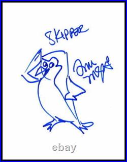 Tom Mcgrath Signed Autograph 8x11 Original Art Sketch Madagascar Skipper Rare