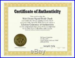 WALT DISNEY AUTOGRAPH SIGNED CHECK Birthday Gift to His Sister